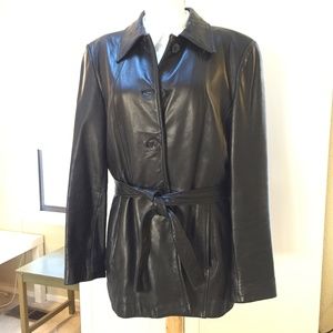 Kenneth Cole Reaction black leather coat size L